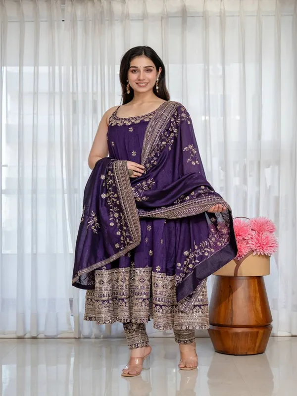 Purple_Georgette_Embroidered_Anarkali_Kurta_With_Dupatta_Bottoms_For_Women
