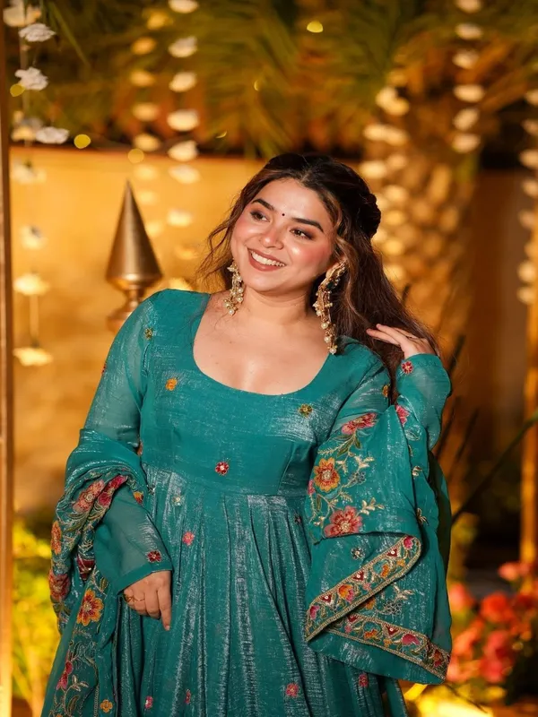 Teal_Georgette_Embroidered_Anarkali_Kurta_Set_For_Women