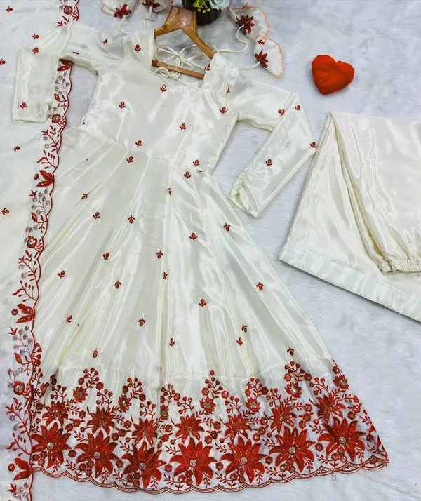 Cream_Georgette_Embroidered_Anarkali_Dress_Set_For_Women