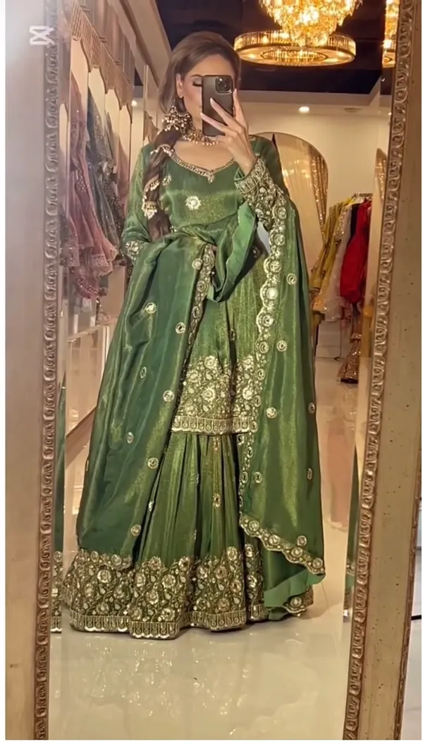 Green_Georgette_Embroidered_Flared_Sharara_Set_For_Women