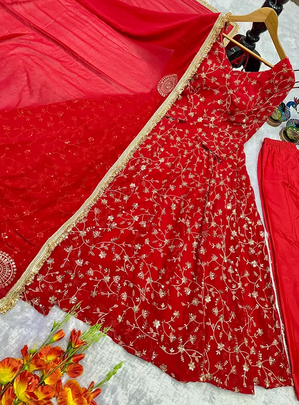 Red_Georgette_Embroidered_Anarkali_Suit_Set_For_Women