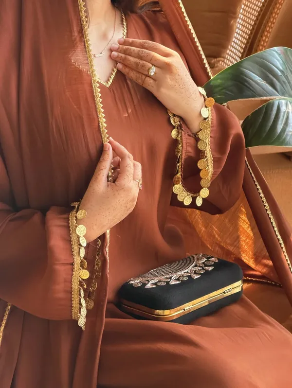 Brown_Georgette_Embellished_Kaftan_Dress_For_Women