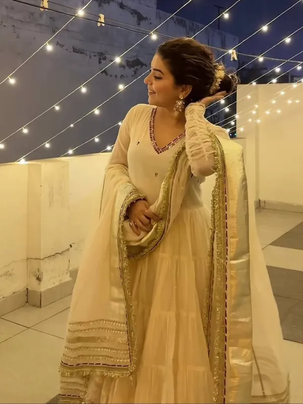 Cream_Georgette_Embellished_Anarkali_Suit_With_Dupatta_For_Women