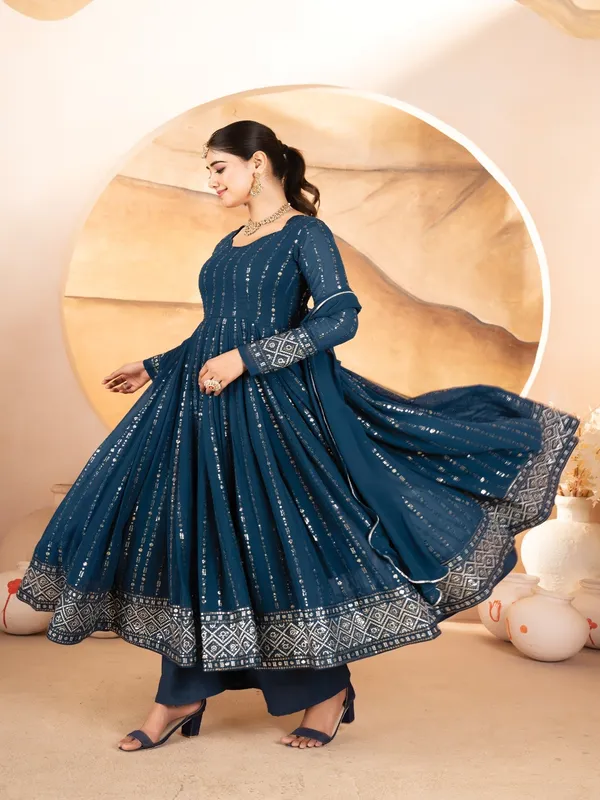 Navy_Blue_Georgette_Embellished_Flared_Anarkali_Suit_Set_For_Women