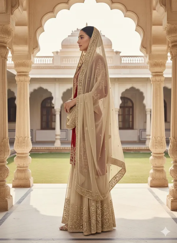 Red_Georgette_Embroidered_Sharara_Kurta_Set_For_Women