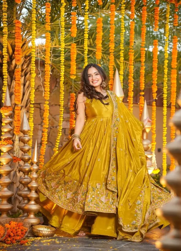Mustard_Georgette_Anarkali_Suit_Set_For_Women