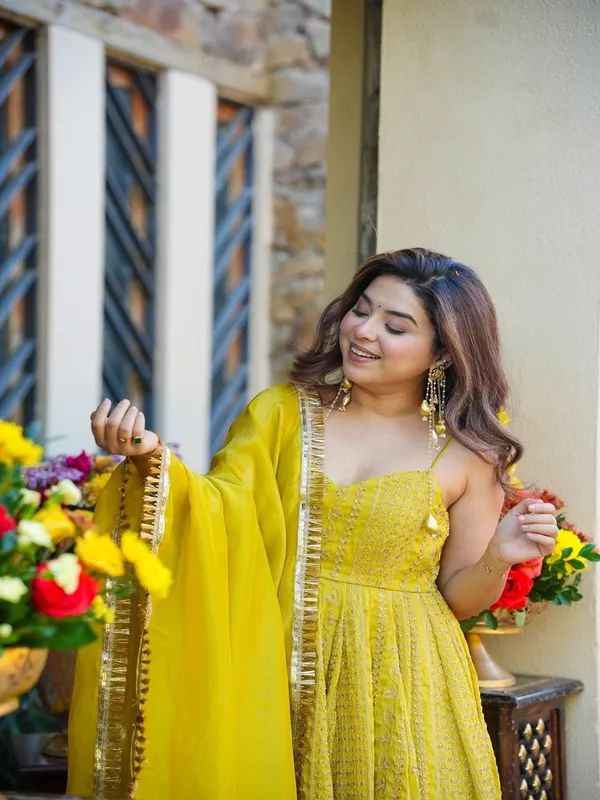 Yellow_Georgette_Anarkali_Kurta_With_Bottom_And_Dupatta_For_Women