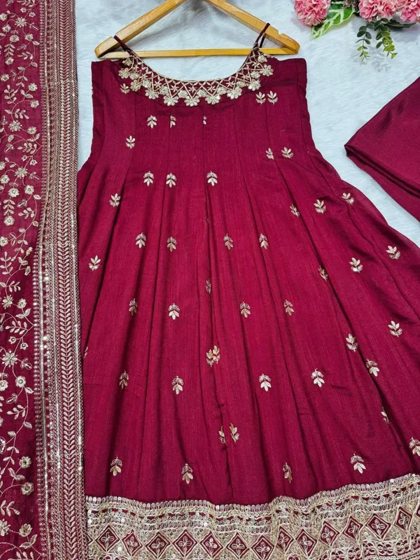 Maroon_Georgette_Embroidered_Anarkali_Suit_Set_For_Women