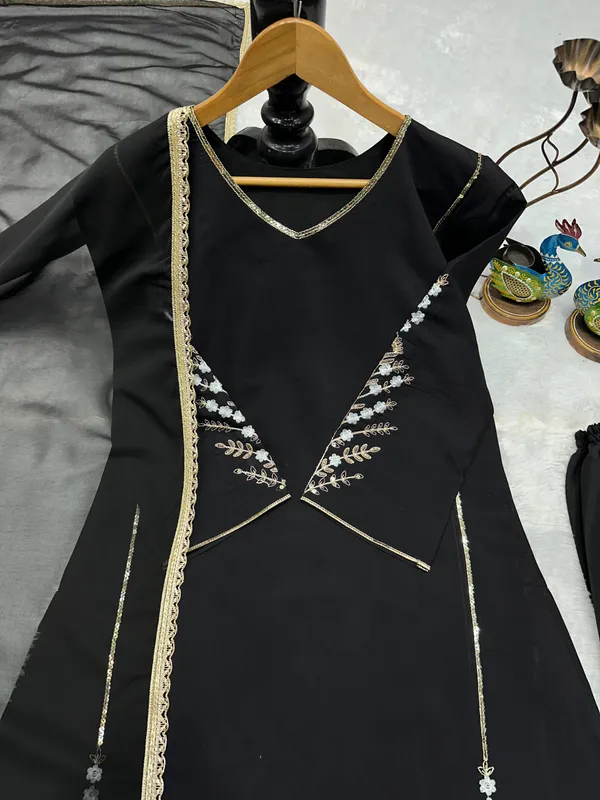 Black_Georgette_Embroidered_Straight_Kurta_With_Bottoms_Dupatta_For_Women