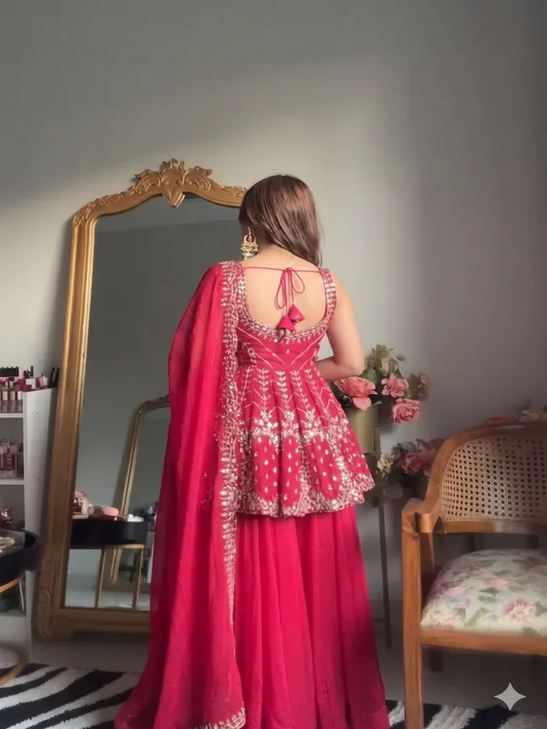 Red_Georgette_Embroidered_Anarkali_Kurta_Set_For_Women