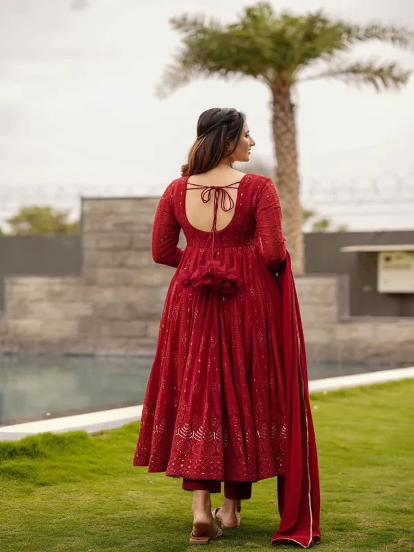 Red_Georgette_Anarkali_Suit_Set_For_Women