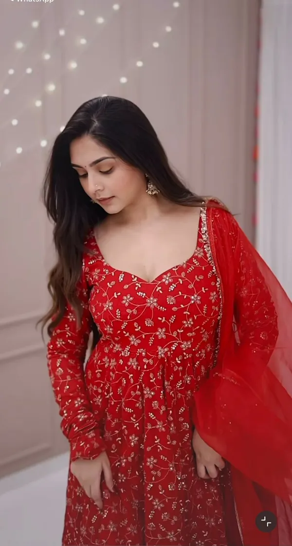 Red_Georgette_Embroidered_Anarkali_Suit_Set_For_Women