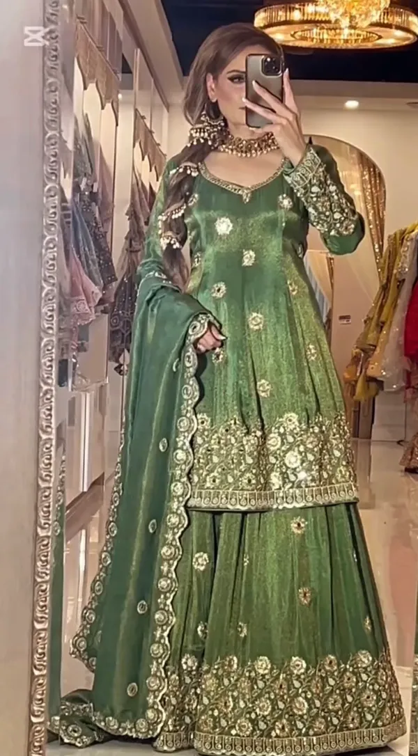 Green_Georgette_Embroidered_Flared_Sharara_Set_For_Women