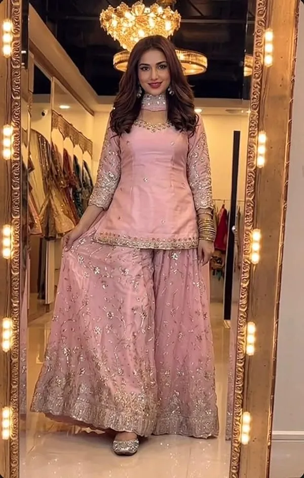 Pink_Georgette_Embellished_Sharara_Set_For_Women