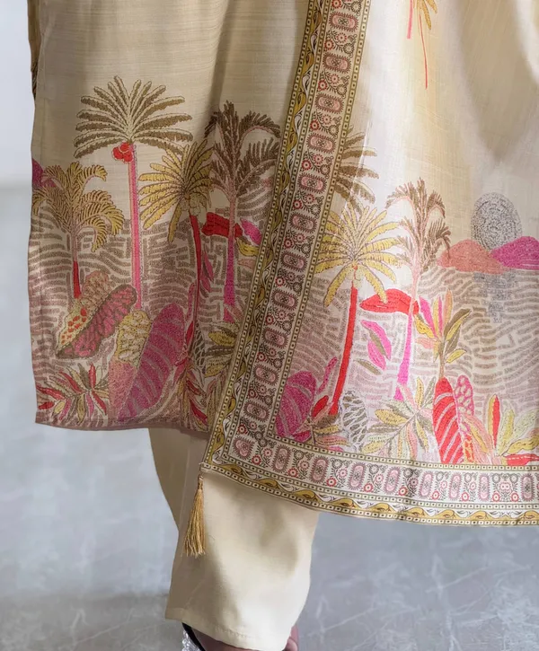Cream_Georgette_Printed_Straight_Kurta_Set_For_Women