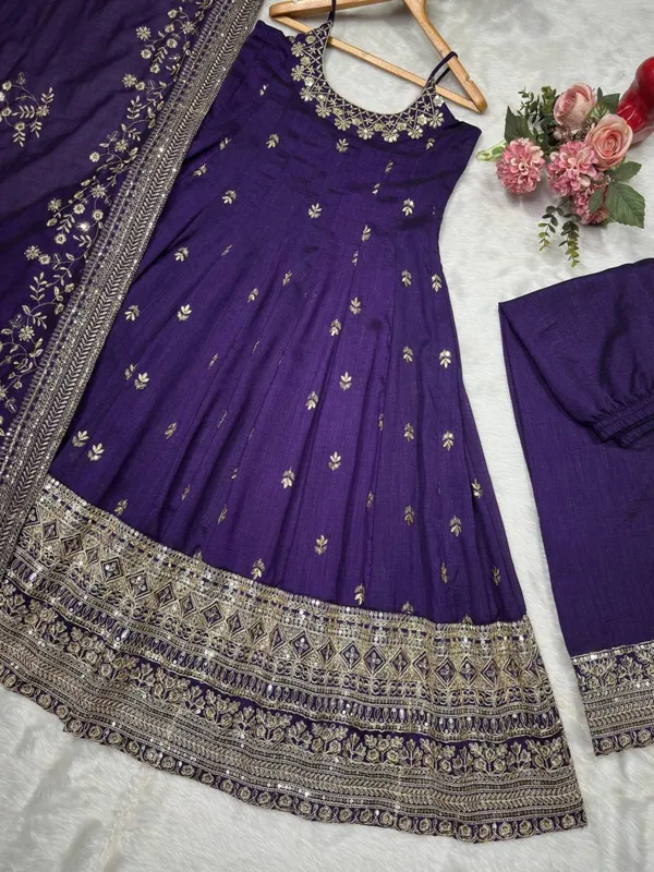 Purple_Georgette_Embroidered_Anarkali_Kurta_With_Dupatta_Bottoms_For_Women