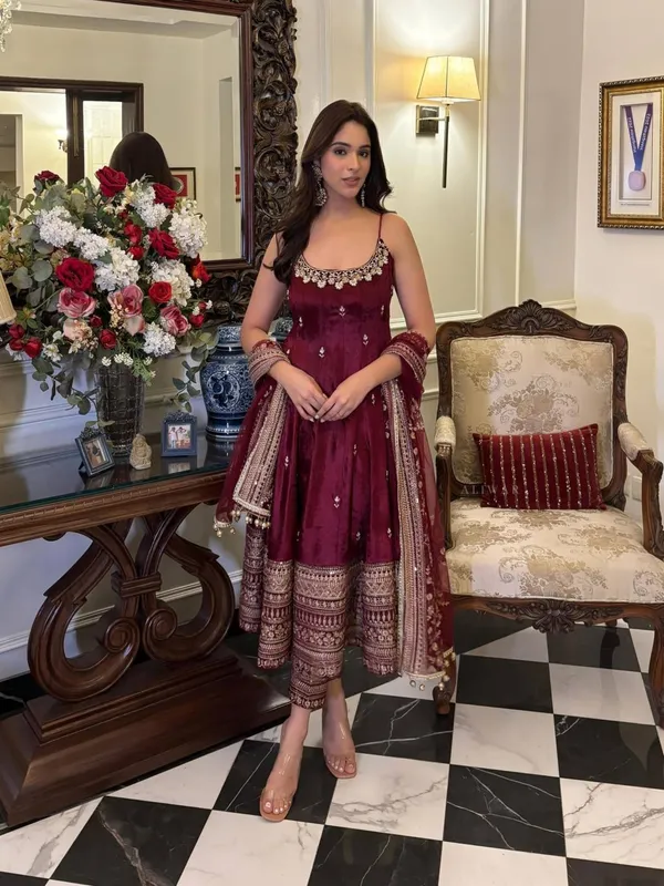 Maroon_Georgette_Embroidered_Anarkali_Suit_Set_For_Women