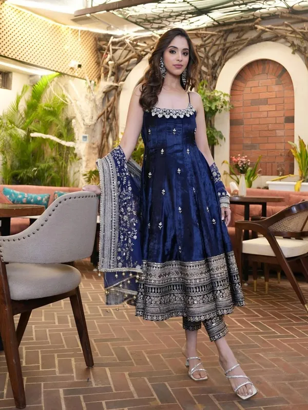 Navy_Blue_Georgette_Printed_Anarkali_Kurta_Set_For_Women