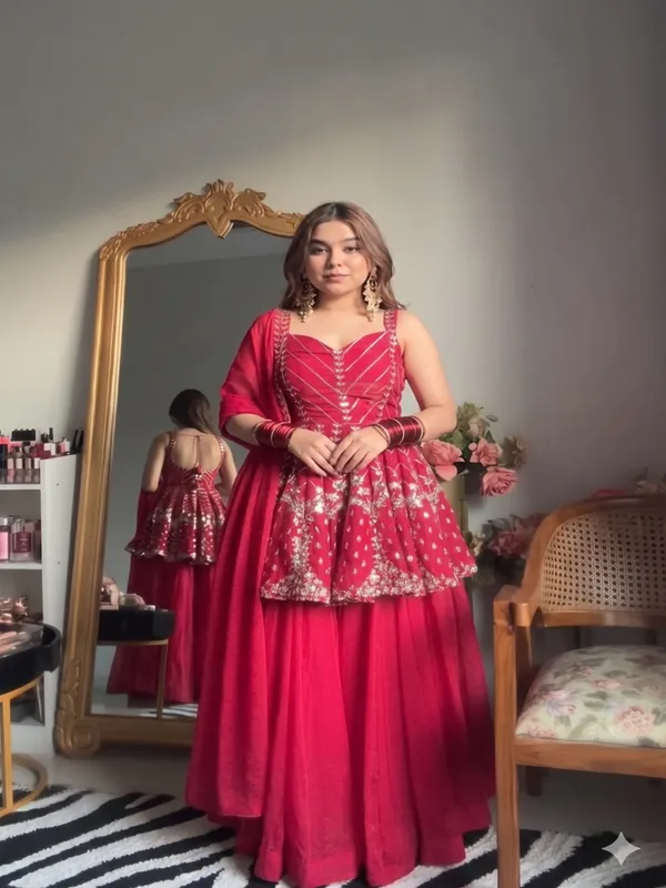 Red_Georgette_Embroidered_Anarkali_Kurta_Set_For_Women