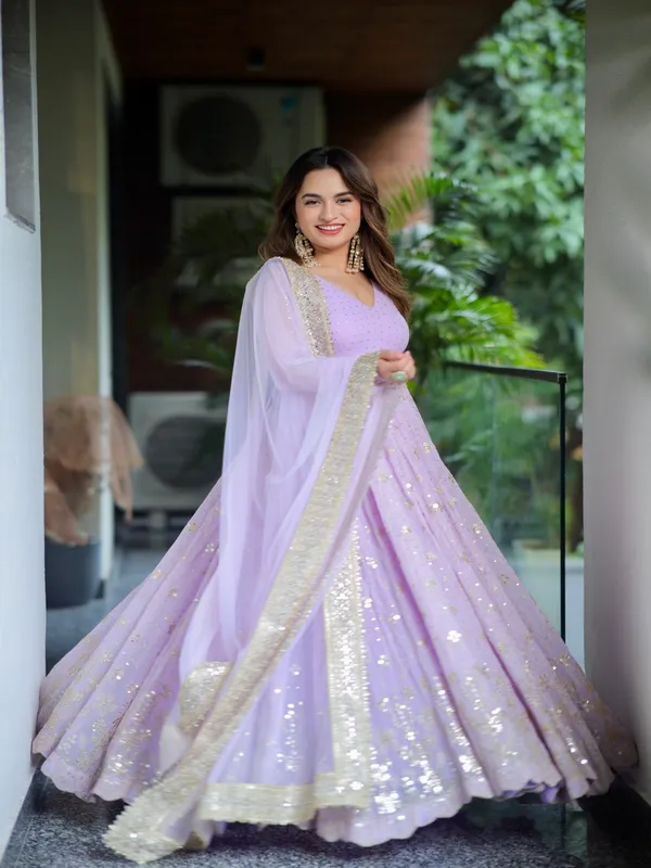 Lavender_Georgette_Embellished_Anarkali_Suit_Set_For_Women