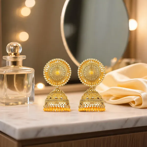 Yellow_Brass_Gold_Plated_Floral_Traditional_Jhumka_Earrings_For_Women