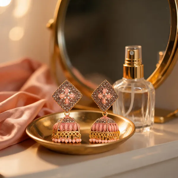 Pink_Gold_Brass_Gold_Plated_Stone_Embellished_Jhumka_Earrings_For_Women