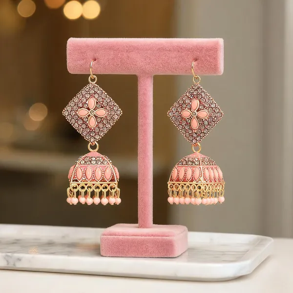 Pink_Gold_Brass_Gold_Plated_Stone_Embellished_Jhumka_Earrings_For_Women