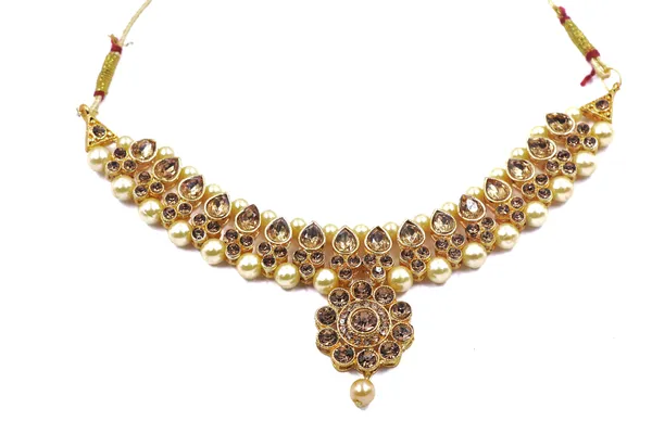 Gold_Tone_Black_Stone_Pearl_Drop_Necklace_Set_For_Women
