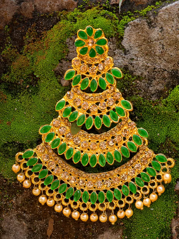 Green_Gold_Tone_Chandelier_Earrings_For_Women