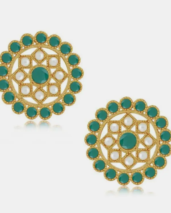 Green_Gold_Tone_Beaded_Filigree_Necklace_Set_For_Women
