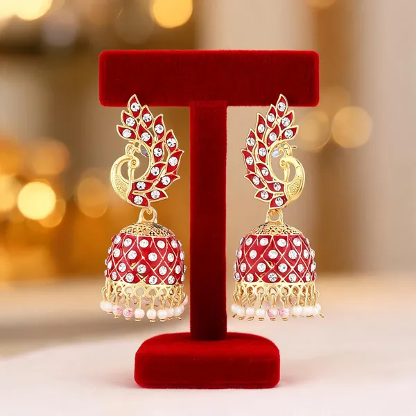 Multicolor_Brass_Gold_Plated_Peacock_Jhumka_Earrings_For_Women