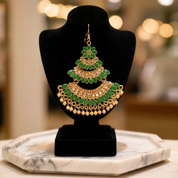 Green_Gold_Tone_Chandelier_Earrings_For_Women