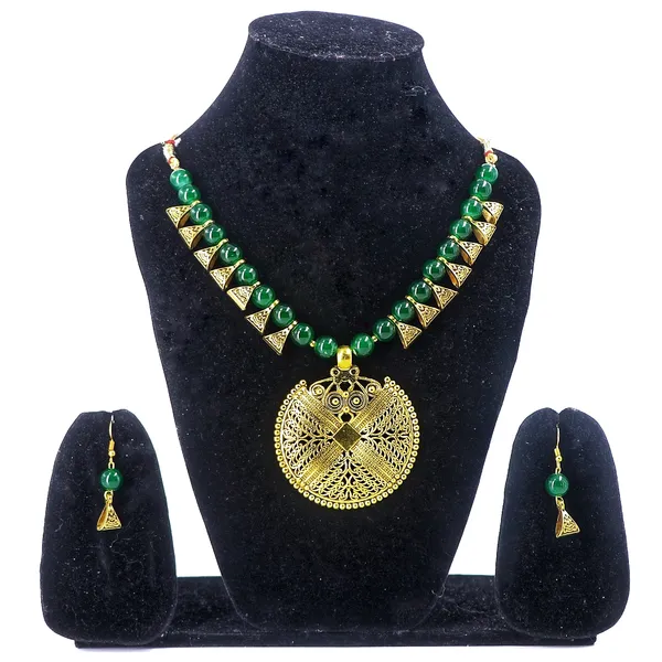 Green_Gold_Tone_Beaded_Antique_Necklace_Set_For_Women