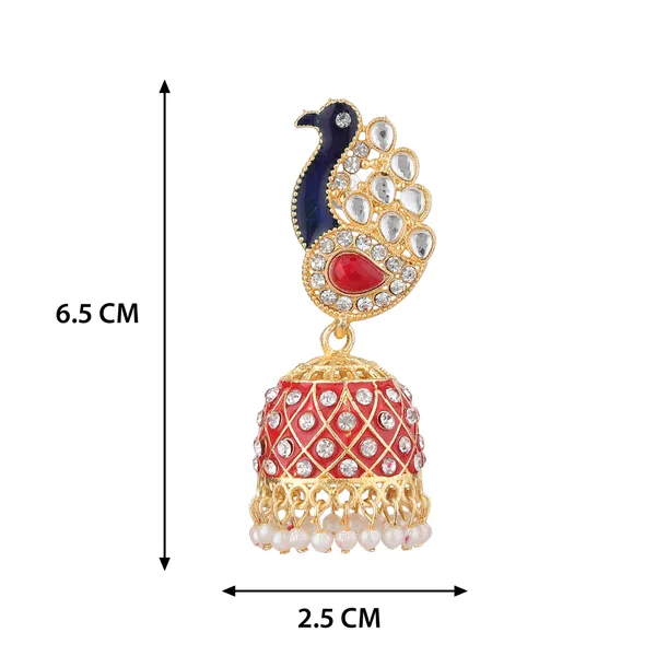 Multicolor_Brass_Gold_Plated_Kundan_Peacock_Jhumka_Earrings_For_Women