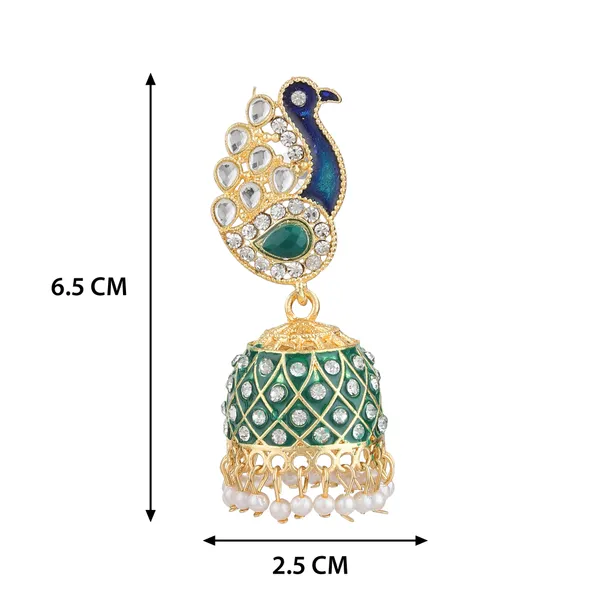 Green_Brass_Gold_Plated_Peacock_Jhumka_Earrings_For_Women