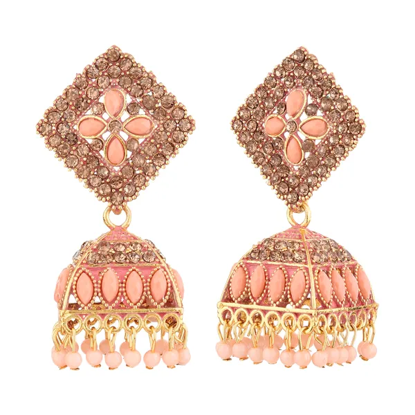 Pink_Gold_Brass_Gold_Plated_Stone_Embellished_Jhumka_Earrings_For_Women