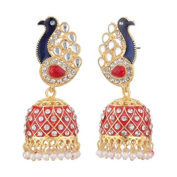 Multicolor_Brass_Gold_Plated_Kundan_Peacock_Jhumka_Earrings_For_Women