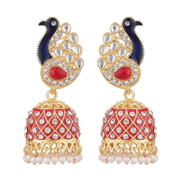 Multicolor_Brass_Gold_Plated_Kundan_Peacock_Jhumka_Earrings_For_Women