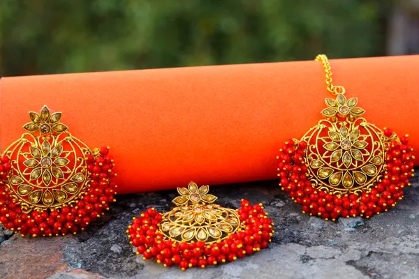 Gold_Red_Brass_Gold_Plated_Floral_Necklace_Earrings_Set_For_Women