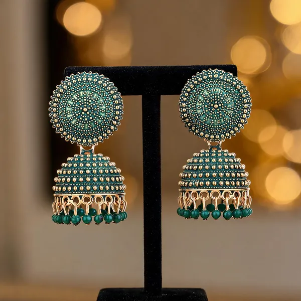 Green_Gold_Brass_Gold_Plated_Beaded_Dome_Jhumka_Earrings_For_Women
