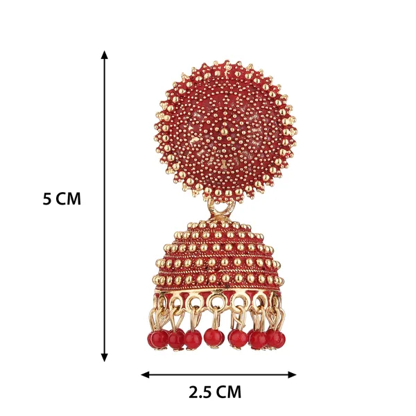 Red_Gold_Brass_Gold_Plated_Beaded_Dome_Jhumka_Earrings_For_Women