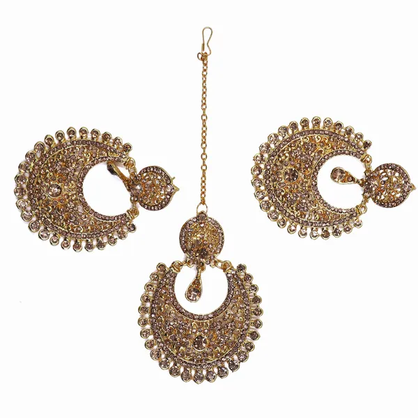 Gold_Tone_Stone_Studded_Maang_Tikka_And_Earrings_Set_For_Women