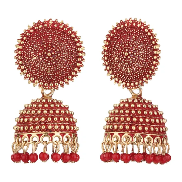 Red_Gold_Brass_Gold_Plated_Beaded_Dome_Jhumka_Earrings_For_Women