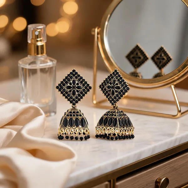 Black_Gold_Brass_Gold_Plated_Stone_Diamond_Shape_Jhumka_Earrings_For_Women