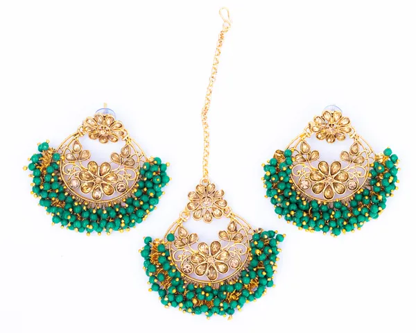 Green_Gold_Brass_Gold_Plated_Ethnic_Maang_Tikka_Jewellery_Set_For_Women