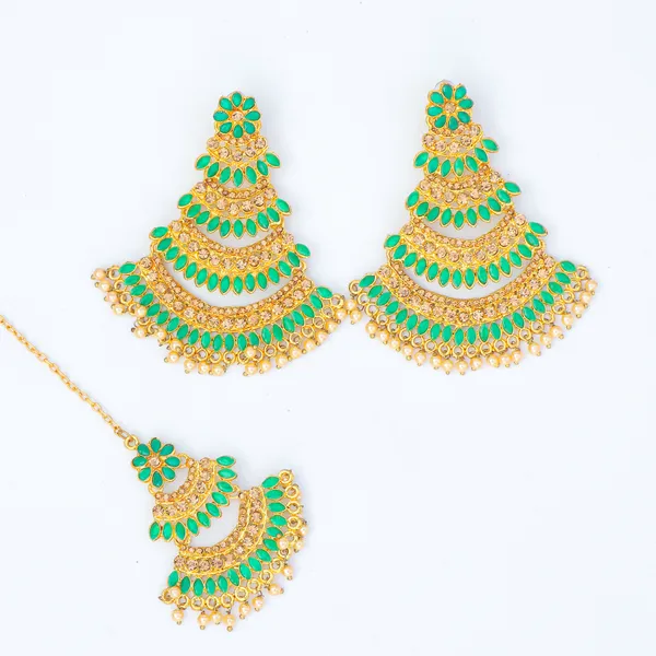 Green_Gold_Tone_Chandelier_Earrings_For_Women