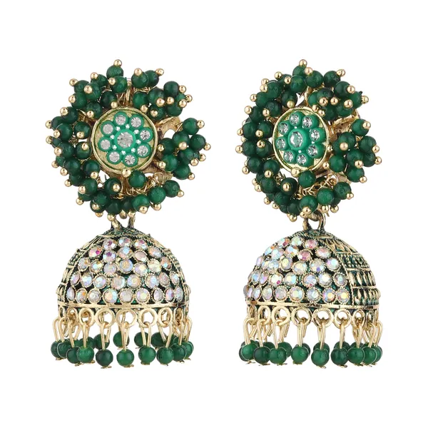Green_Gold_Brass_Crystal_Beaded_Jhumka_Earrings_For_Women