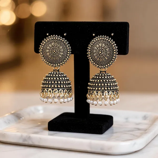 Gold_Tone_Oxidised_Jhumka_Earrings_For_Women