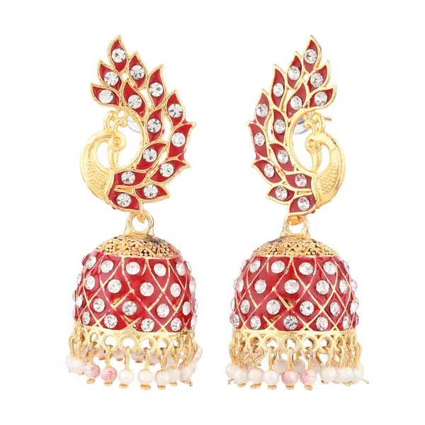 Multicolor_Brass_Gold_Plated_Peacock_Jhumka_Earrings_For_Women