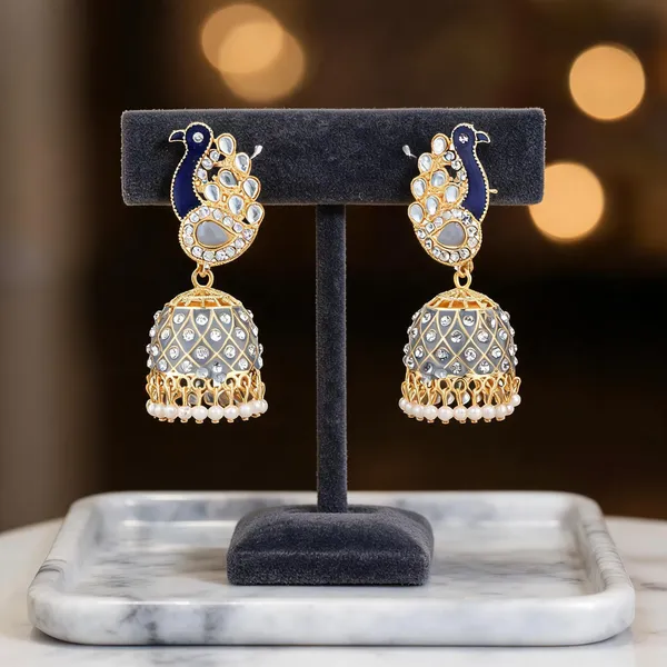 Blue_Brass_Gold_Plated_Peacock_Stone_Jhumka_Earrings_For_Women